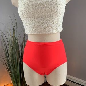Aerie Neon Orange Hi-Waisted Swim Bottoms - Size L